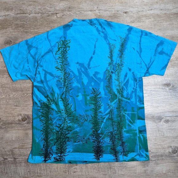 Vintage 90's single stitch nature graphic tee t shirt ocean otters XL AOP - Picture 2 of 3